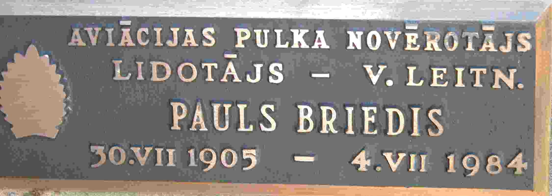 P.Briedis marker at Tannersville Evergreen Cemetary [B.Rouse photo]